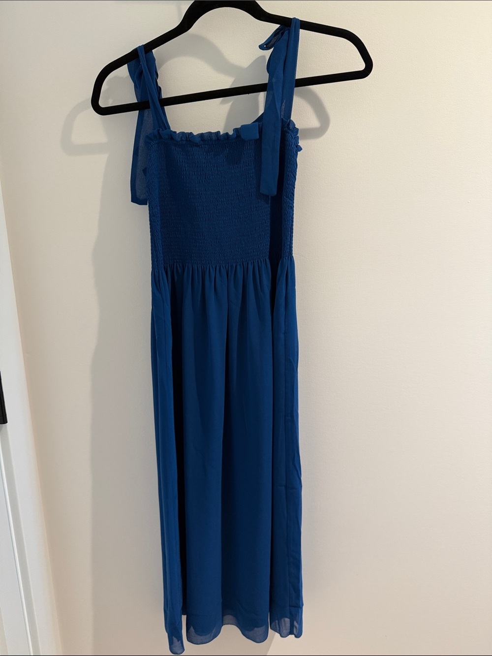Wilfred Blue Smocked Dress with Tie Straps